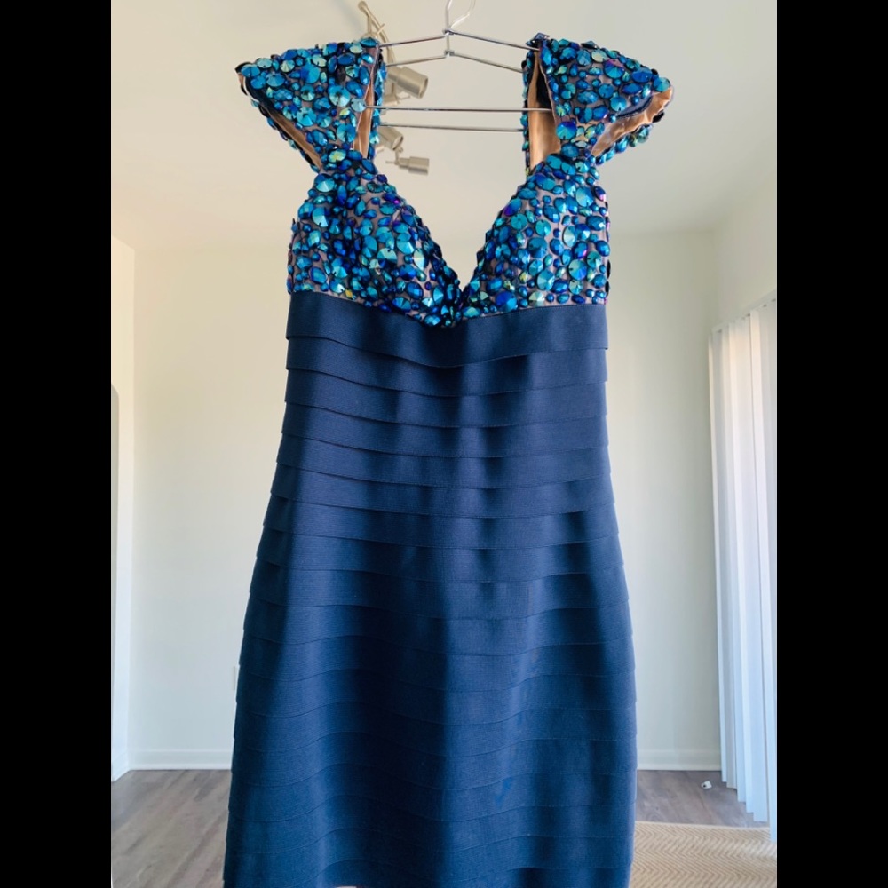 Vintage Sherri Hill Rhinestone Bandage Cocktail Dress